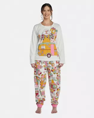 Pijama Feminino Adulto Manga Longa e Calça