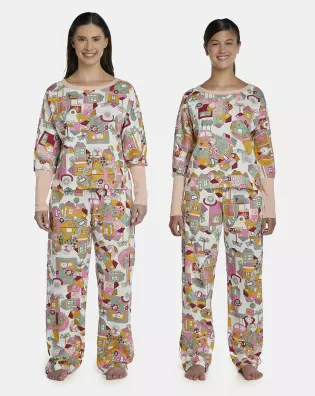 Pijama Feminino Adulto Manga Longa e Calça