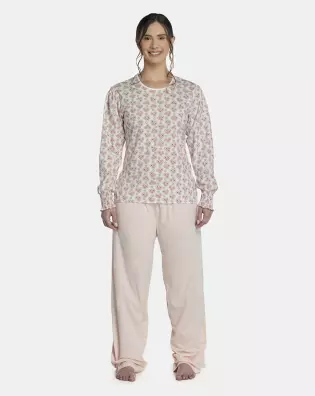 Pijama Feminino Adulto Manga Longa e Calça