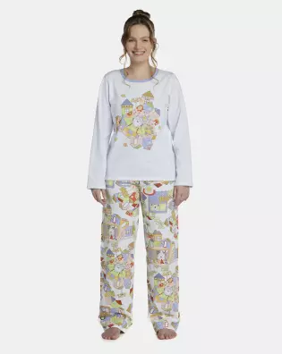 Pijama Feminino Adulto Manga Longa e Calça Moletinho