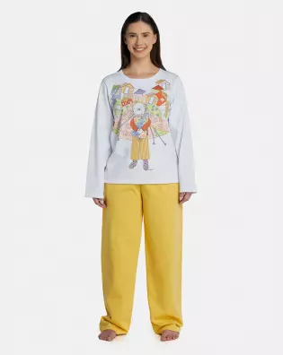 Pijama Feminino Adulto Manga Longa e Calça Moletinho