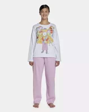 Pijama Feminino Adulto Manga Longa e Calça Moletinho