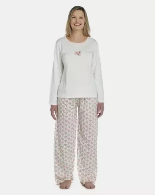 Pijama Feminino Adulto Manga Longa e Calça