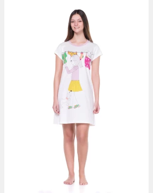 Camisão Feminino Adulto Manga Curta Acinturado