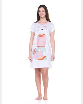 Camisão Feminino Adulto Manga Curta Acinturado