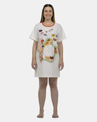 Camisão Feminino Adulto Manga Curta