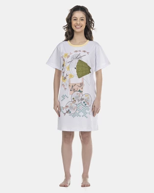 Camisão Feminino Adulto Manga Curta