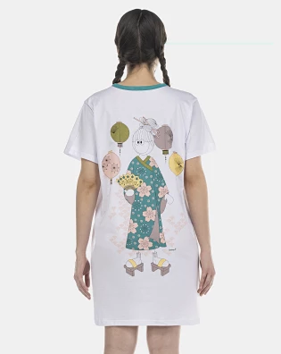 Camisão Feminino Adulto Manga Curta