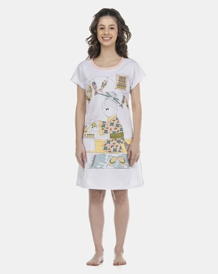 Camisão Feminino Adulto Manga Curta Acinturado