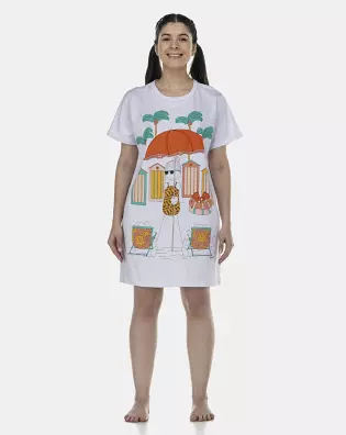 Camisão Feminino Adulto Manga Curta