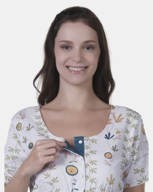 Camisola gestante Sonhart manga curta Botões