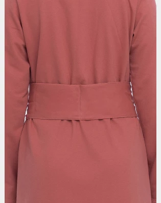 Robe Feminino  Adulto Manga Longa Transpasse Cinto Rosa