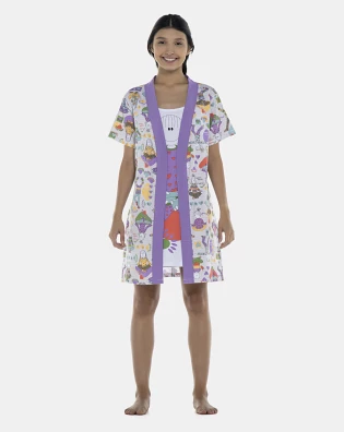 Robe Feminino Adulto  Manga Curta