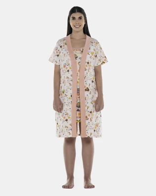 Robe Feminino Adulto Manga Curta