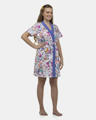 Robe Feminino Adulto Manga Curta