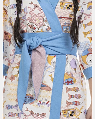 Robe Feminino Adulto Manga Curta