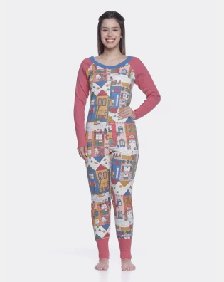 Pijama Sonhart Macacão Feminino manga longa Estampado