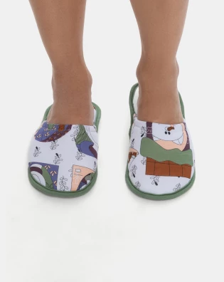 Pantufa Fechada Feminina Adulto Estampa Nina e Pat