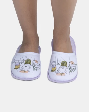 Pantufa Feminina Adulto Fechada Com Estampa Local