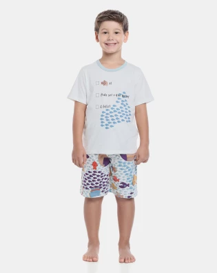 Pijama manga curta e bermuda