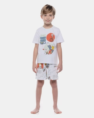 Pijama Manga Curta e Bermuda