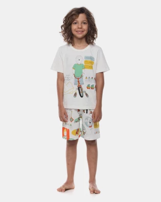 Pijama Manga Curta e Bermuda