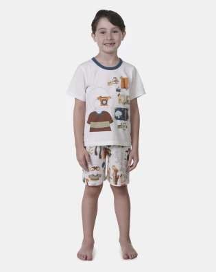 Pijama manga curta e bermuda