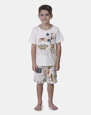 Pijama manga curta e bermuda