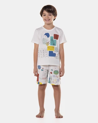 Pijama manga curta e bermuda