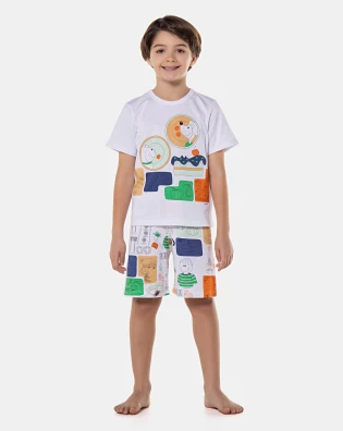 Pijama manga curta e bermuda