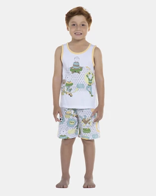 Pijama Masculino Kids  Regata e Bermuda