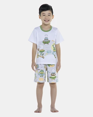 Pijama Masculino Kids Manga Curta e Bermuda
