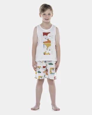 Pijama Masculino Kids  Regata e Bermuda
