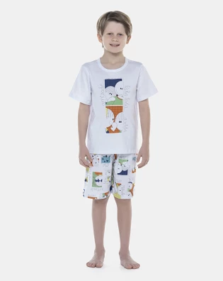 Pijama Masculino Kids Manga Curta e Bermuda