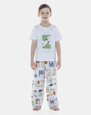 Pijama Masculino Kids Manga Curta e Calça
