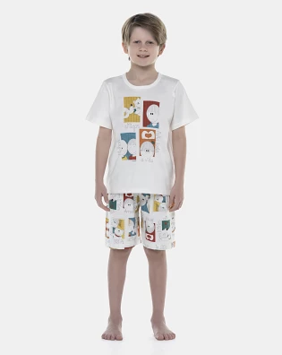 Pijama Masculino Kids Manga Curta e Bermuda