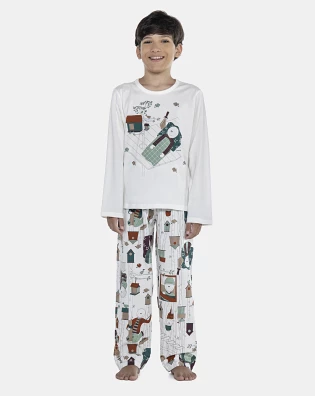 Pijama Masculino Kids Manga Longa e Calça