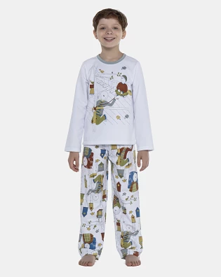 Pijama Masculino Kids Manga Longa e Calça Moletinho