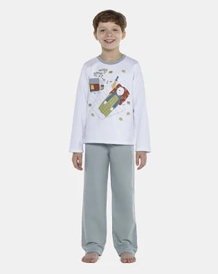 Pijama Masculino Kids Manga Longa e Calça Moletinho