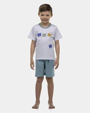 Pijama Masculino Kids Manga Curta e Bermuda