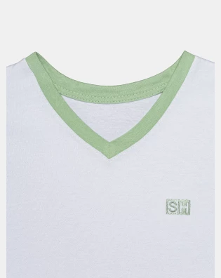 Pijama Masculino Kids Manga Curta Decote V e Bermuda 