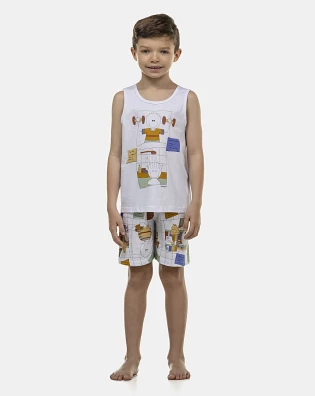 Pijama Masculino Kids  Regata e Bermuda