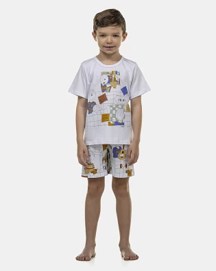 Pijama Masculino Kids Manga Curta e Bermuda