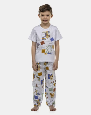 Pijama Masculino Kids Manga Curta e Calça