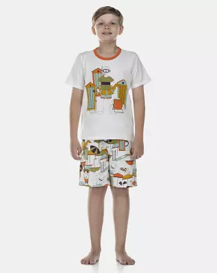 Pijama Masculino Kids Manga Curta e Bermuda