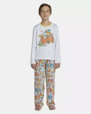 Pijama Masculino Kids Manga Longa e Calça