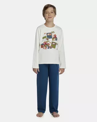 Pijama Masculino Kids Manga Longa e Calça Moletinho