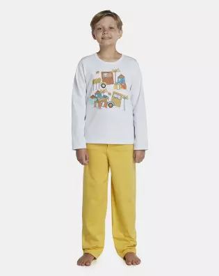 Pijama Masculino Kids Manga Longa e Calça Moletinho