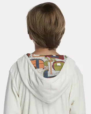 Roupão Masculino Kids Manga Longa Transpassado Com Capuz Atoalhado