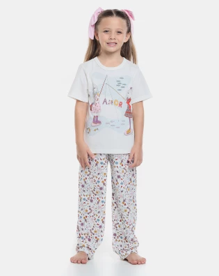 Pijama manga curta e calça 